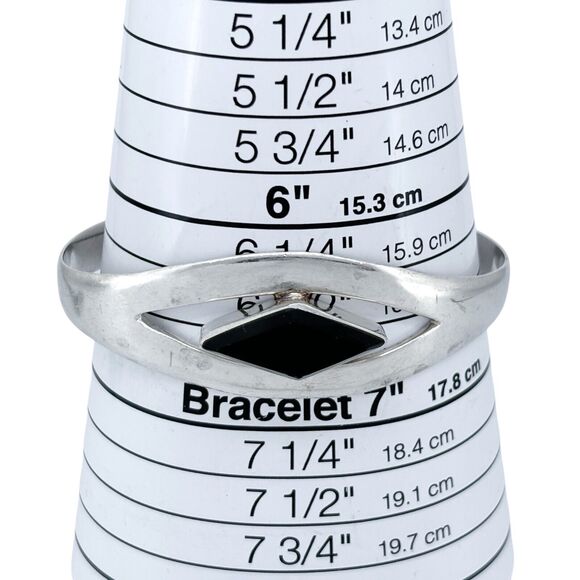 Vintage Mexic Taxco TL-63 Sterling Silver 950 Onyx Cuff Bracelet 6.5" - Picture 6 of 8